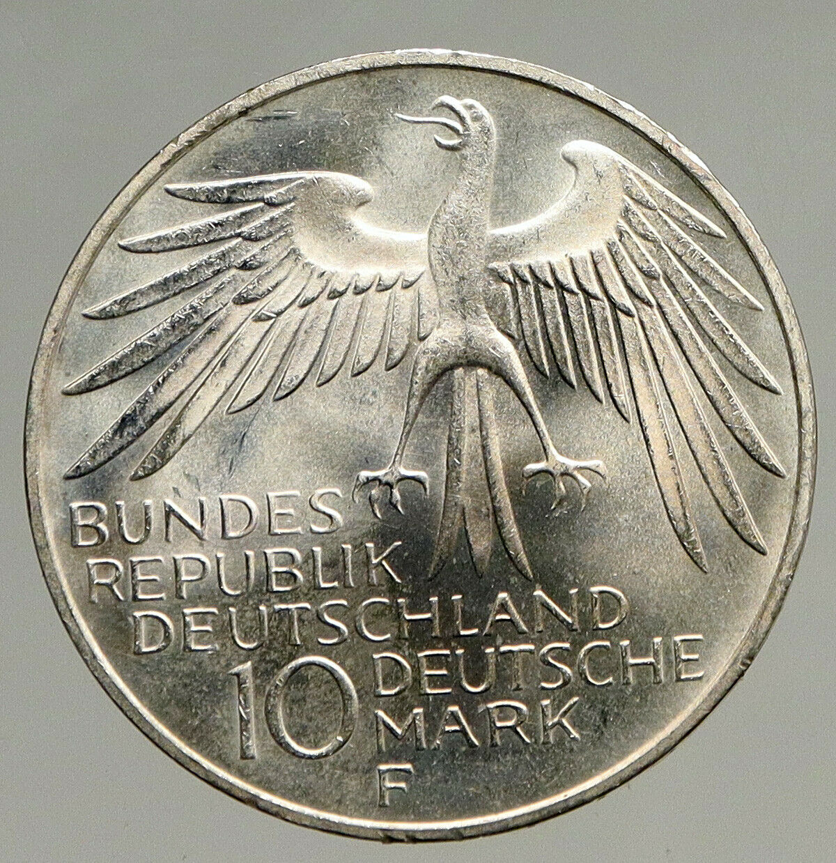 1972 F GERMANY Munich Summer Olympics Games Schleife 10 Mark Silver Coin i94103