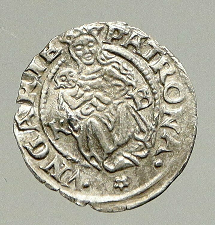 1535 HUNGARY King Ferdinand MADONNA & CHILD ANTIQUE Old Silver Denar Coin i94350