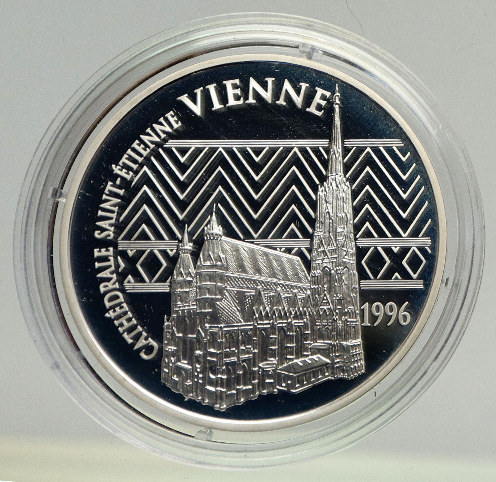 1996 FRANCE Saint Stephen's CATHEDRAL VIENNA Proof Silver 100 Francs Coin i93402