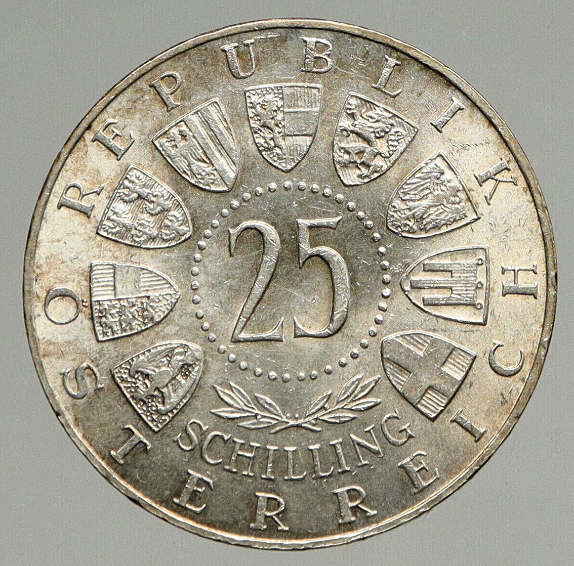 1958 AUSTRIA Chemist Auer von Welsbach Antique Silver 25 Schilling Coin i94379