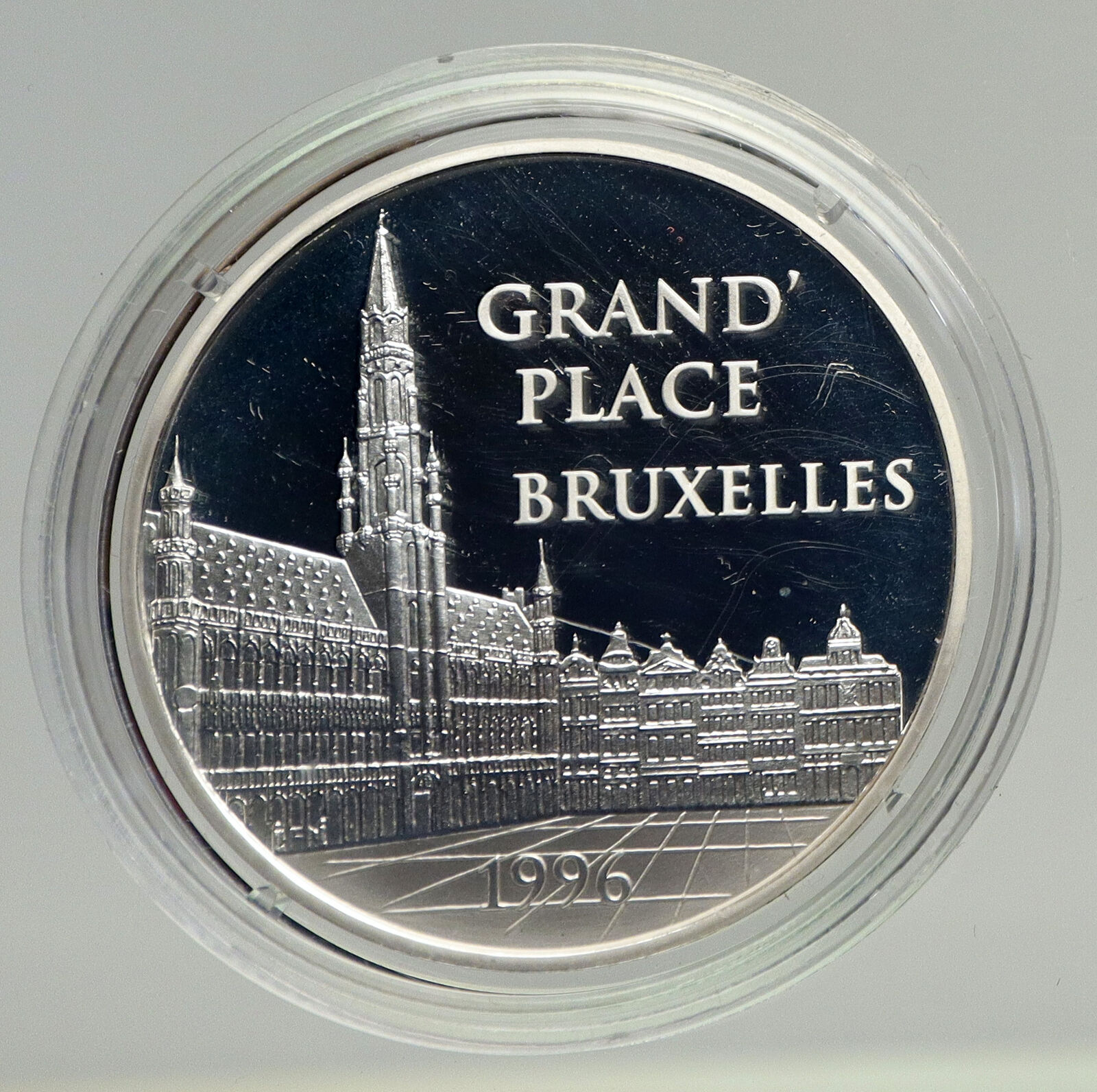 1996 FRANCE Grand Place BRUXELLES Old Proof Silver 100 Francs French Coin i93398