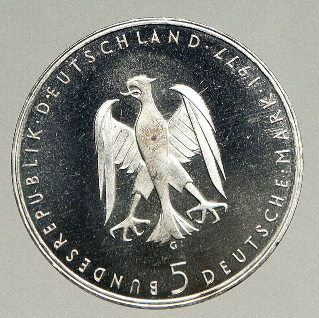 1977 Germany POET Heinrich Kleist Antique Proof Silver 5 Mark German Coin i94118