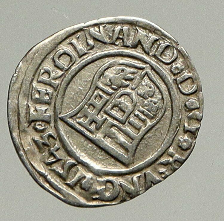 1543 HUNGARY King Ferdinand MADONNA & CHILD ANTIQUE Old Silver Denar Coin i94346