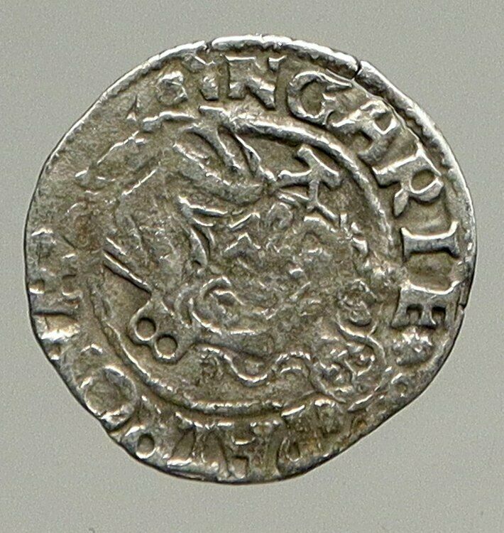 1546 HUNGARY King Ferdinand MADONNA & CHILD ANTIQUE Old Silver Denar Coin i94342