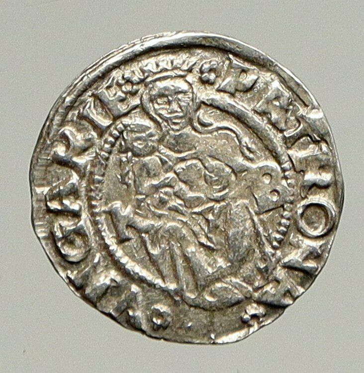 1545 HUNGARY King Ferdinand MADONNA & CHILD ANTIQUE Old Silver Denar Coin i94351