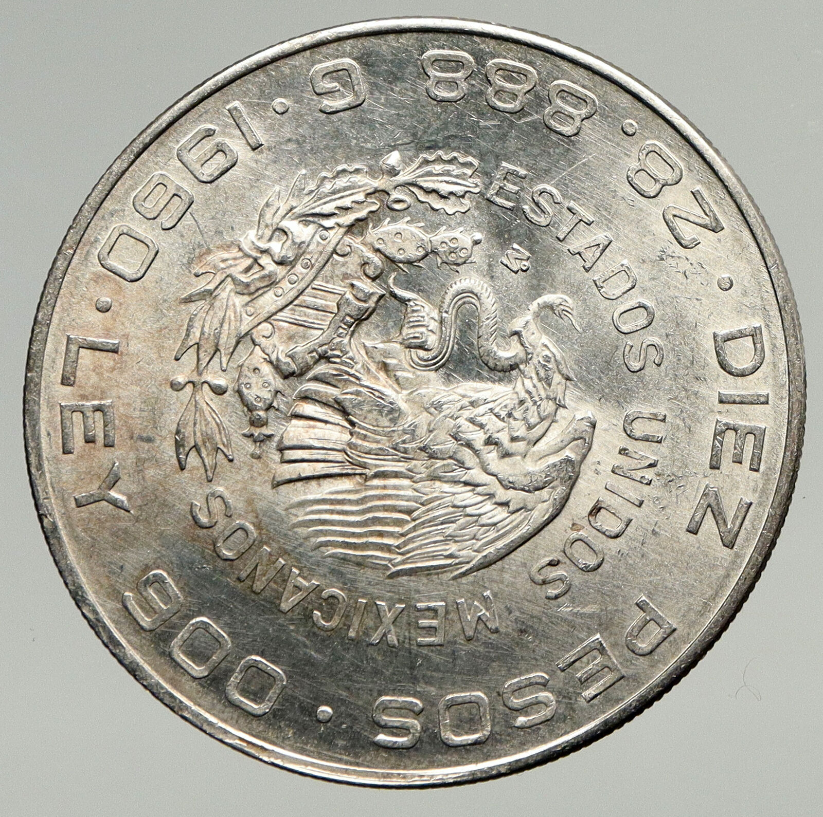 1960 Mexican 150Y WAR OF INDEPENDENCE Hidalgo Madero Silver 10 Pesos Coin i93408