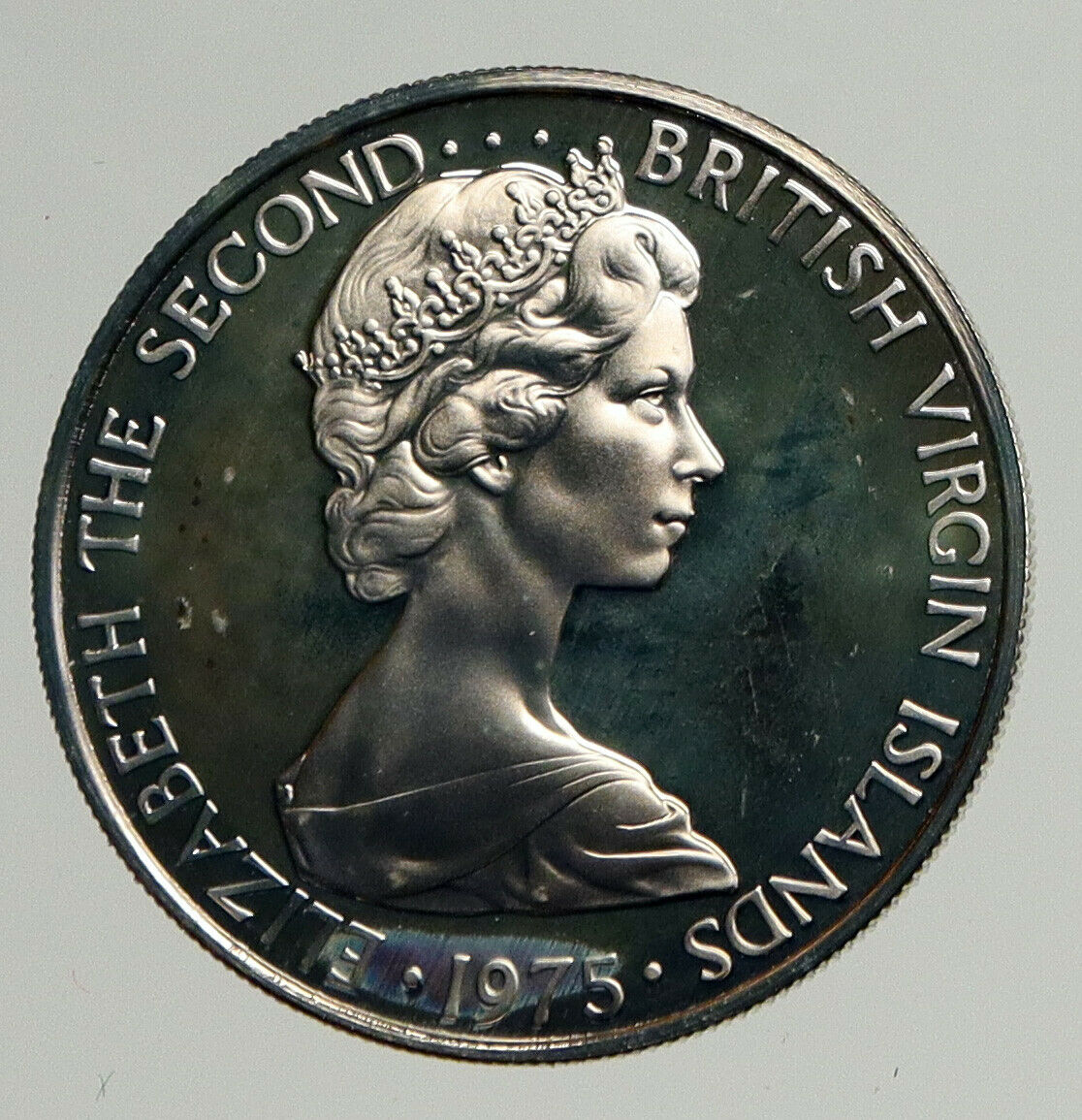 1975 British Virgin Islands Queen Elizabeth II BIRD Proof Silver 25C Coin i93975