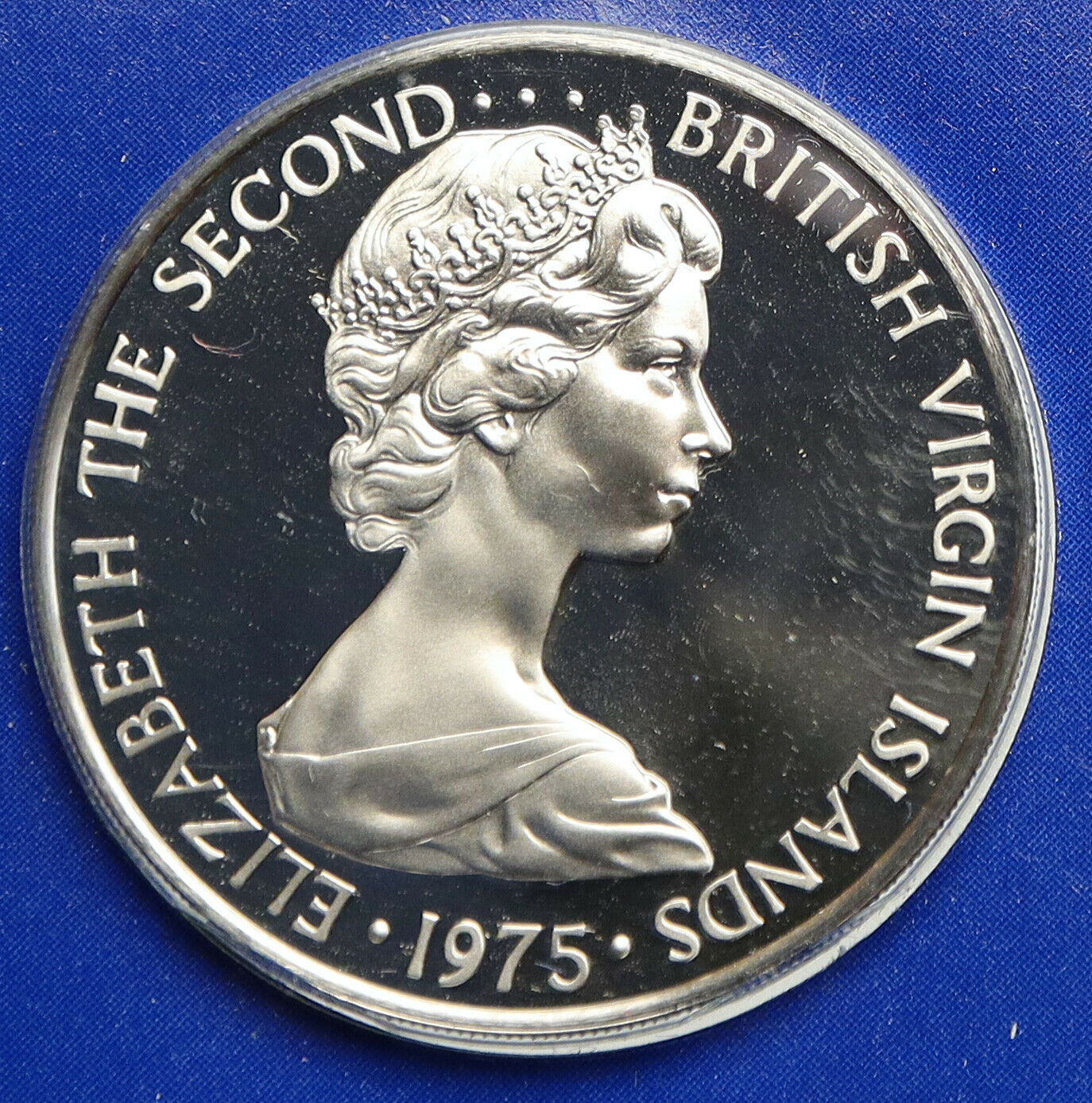 1975 Proof British Virgin Islands Queen Elizabeth II Proof Silver 50 Coin i93978