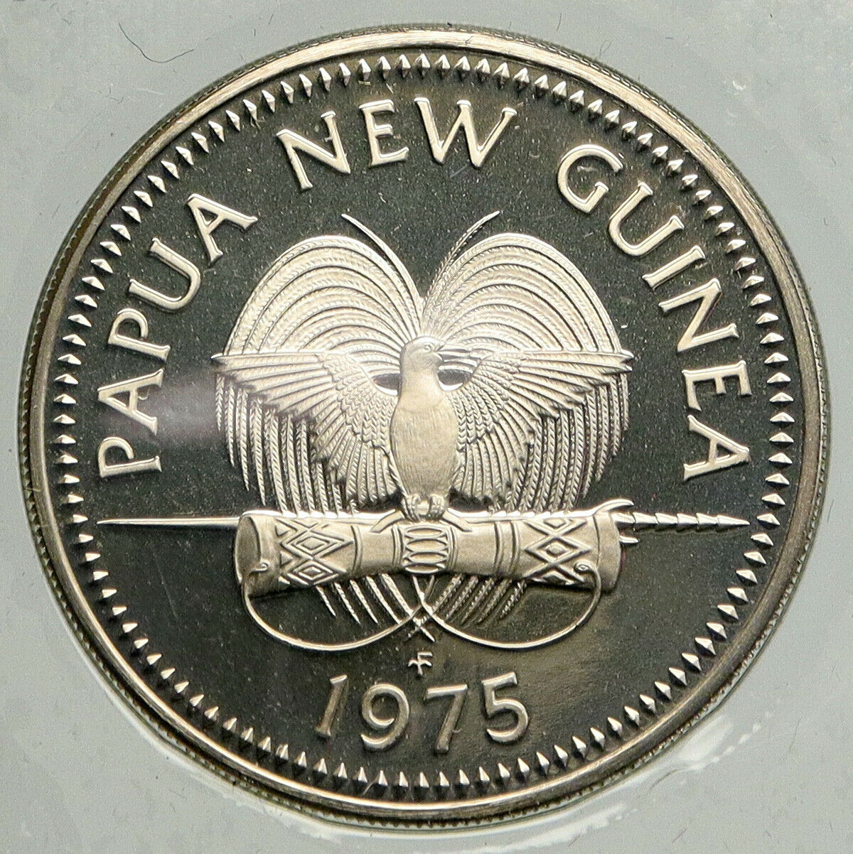 1976 PAPUA NEW GUINEA Bennetts Cassowary BIRD Old Bank Proof 20 Toea Coin i93960