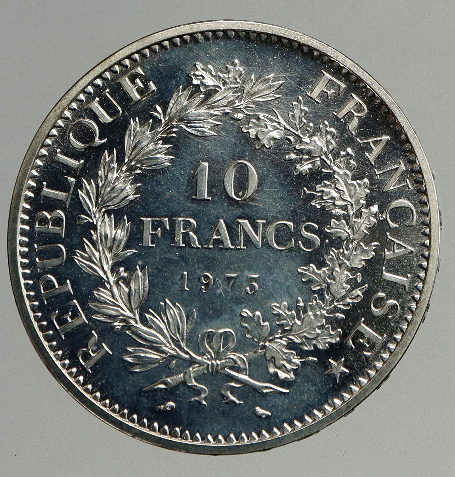 1973 FRANCE Large HERCULES Motto VINTAGE Old Silver 10 FRANCS French Coin i93976