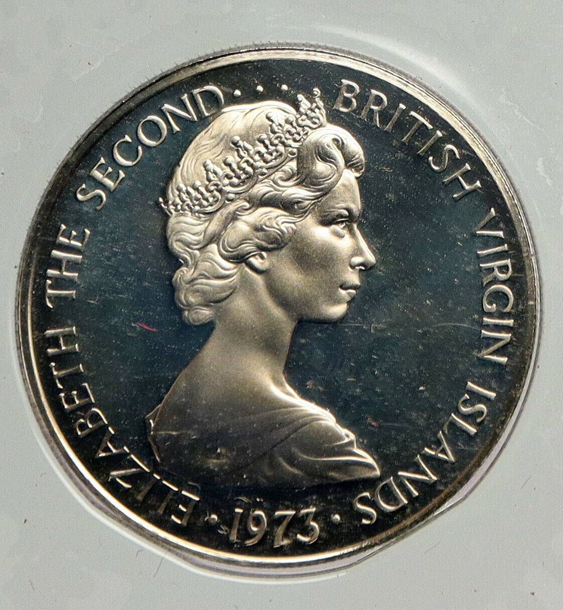 1973 British Virgin Islands Queen Elizabeth II BIRD Proof Silver 25C Coin i93981