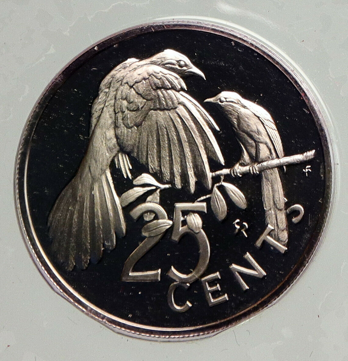 1973 British Virgin Islands Queen Elizabeth II BIRD Proof Silver 25C Coin i93981