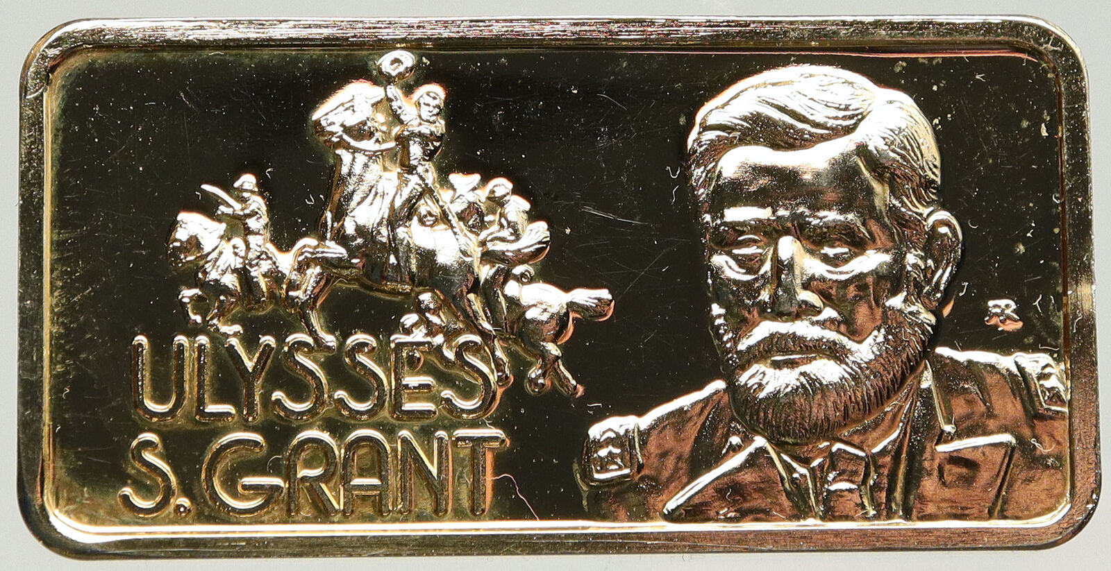 UNITED STATES US Ulysses S. Grant VINTAGE Ounce Gilded Silver BAR Medal i93341