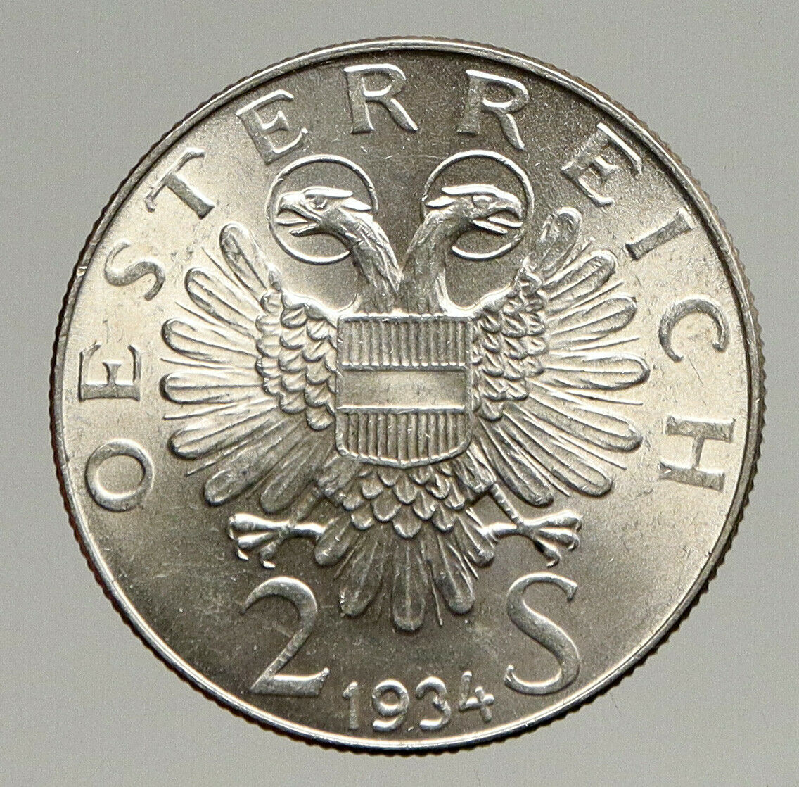 1934 AUSTRIA Hero Engelbert Dollfuss Eagle Genuine Silver 2 Shilling Coin i94394