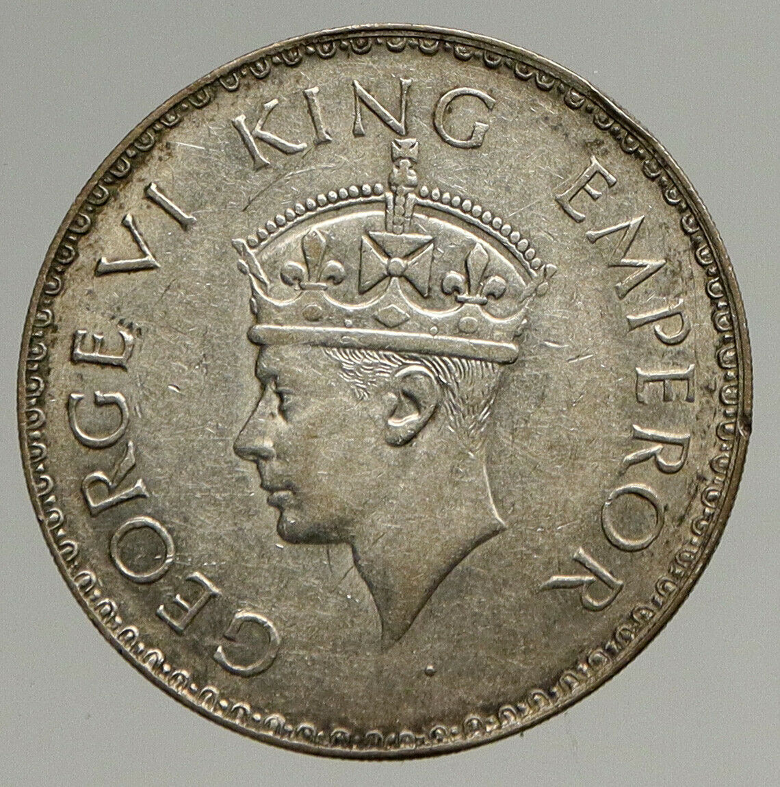 1941 B United Kingdom KING GEORGE VI British INDIA Old Silver Rupee Coin i94398