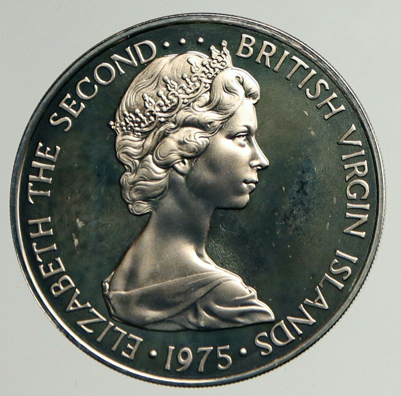 1975 Proof British Virgin Islands Queen Elizabeth II Proof Silver 50 Coin i93974