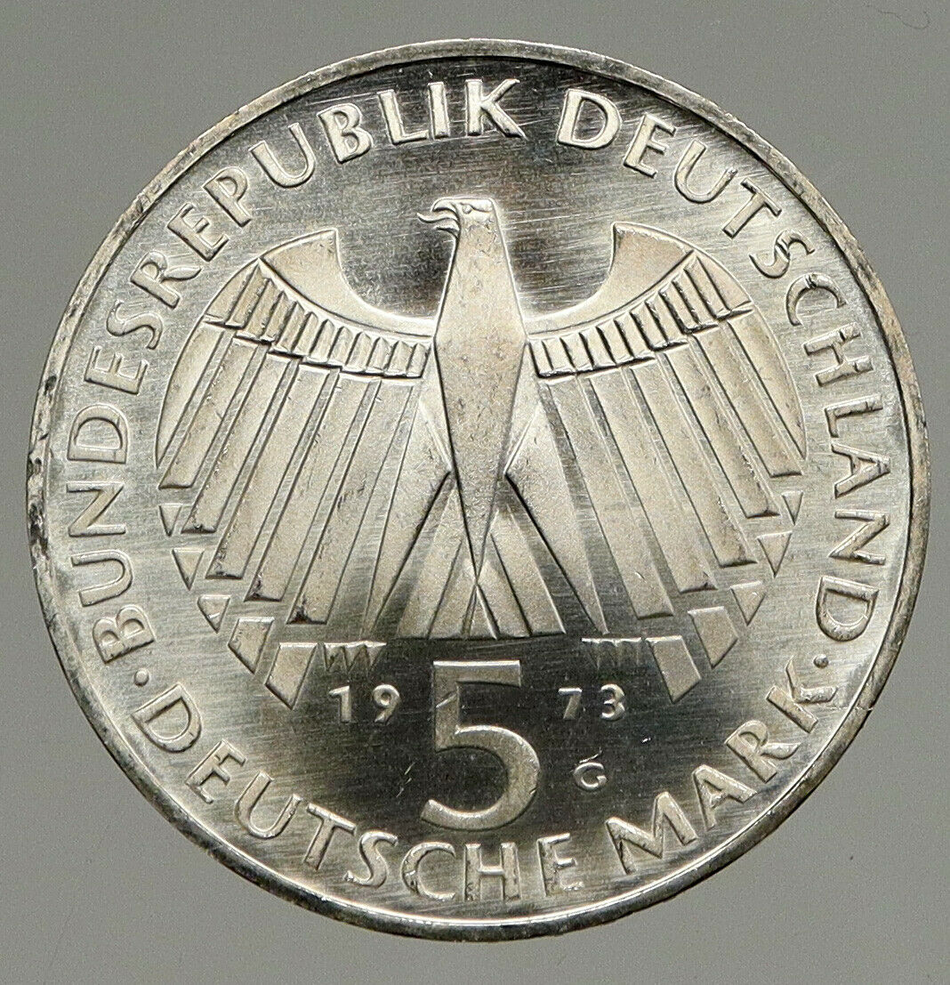 1973 G GERMANY FRANFURT PARLIAMENT BUILDING Proof Silver 5 MK German Coin i94384