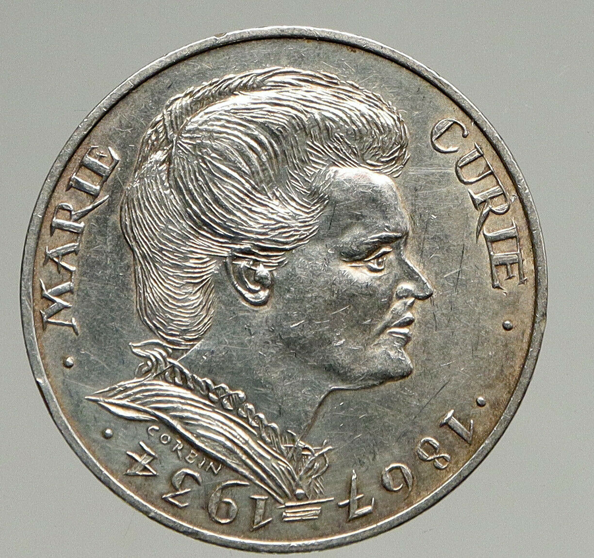 1984 FRANCE Scientist MARIE CURIE Vintage OLD Silver 100 Francs Coin i94393