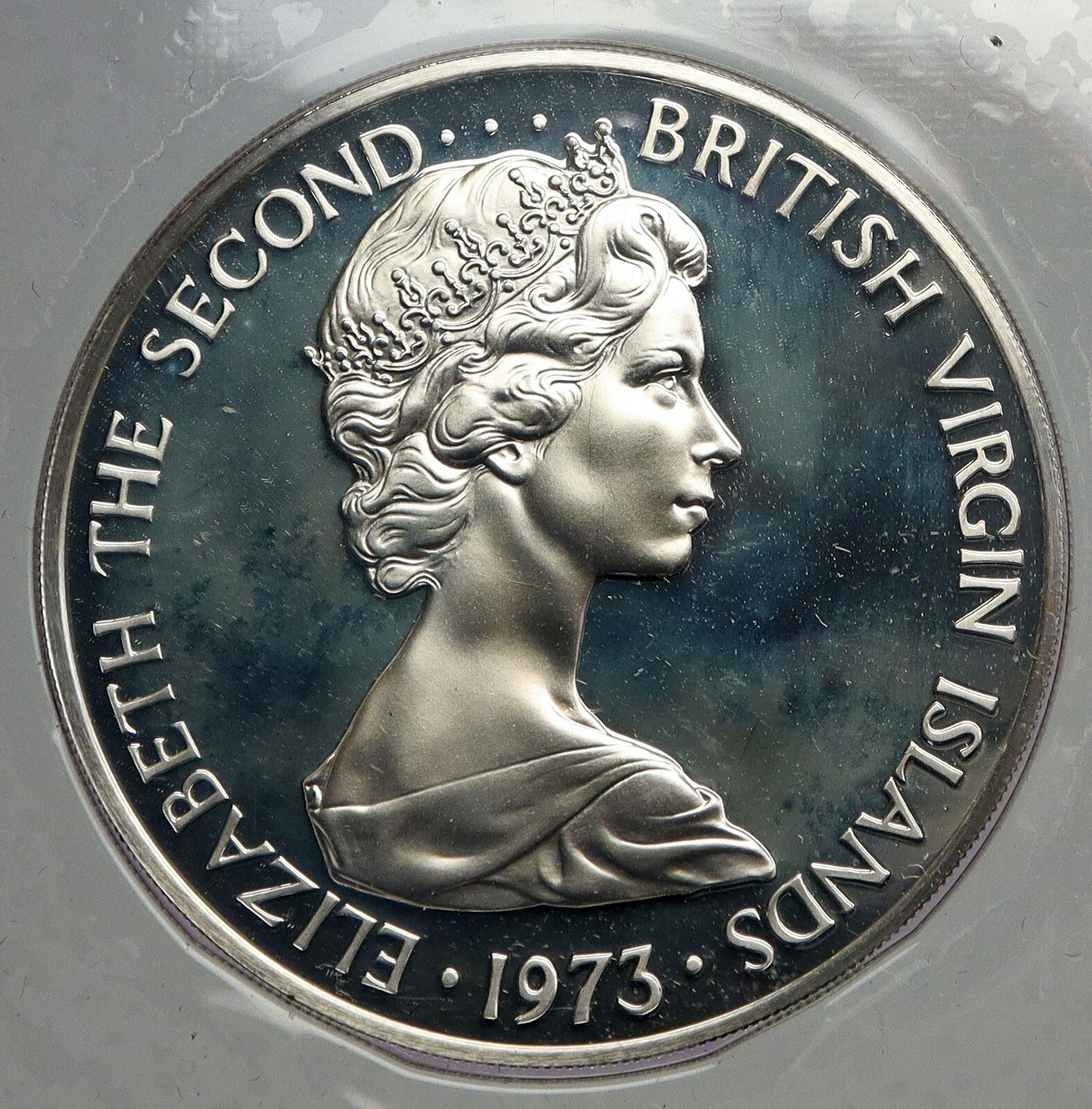 1973 British Virgin Islands UK Queen Elizabeth II BIRD Proof Silver Coin i93942