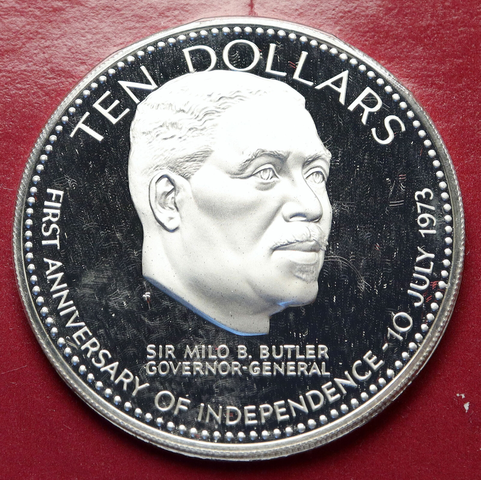 1974 BAHAMAS Large Independence Milo Butler VINTAGE Proof Silver $10 Coin i85629