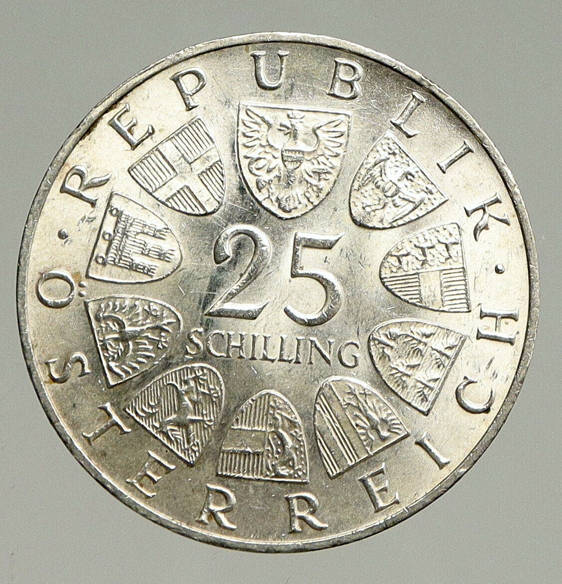 1965 AUSTRIA Vienna Tech School J J von Prechtl Silver 25 Schilling Coin i94365