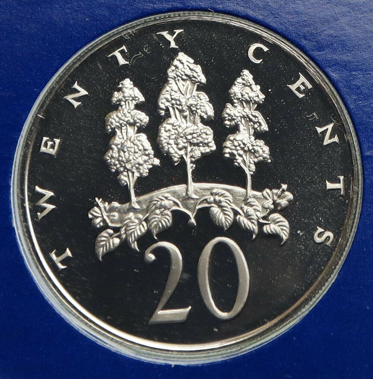 1976 JAMAICA Nature MAHOE TREES FAO - UN OLD VINTAGE Proof 20 Cents Coin i93949