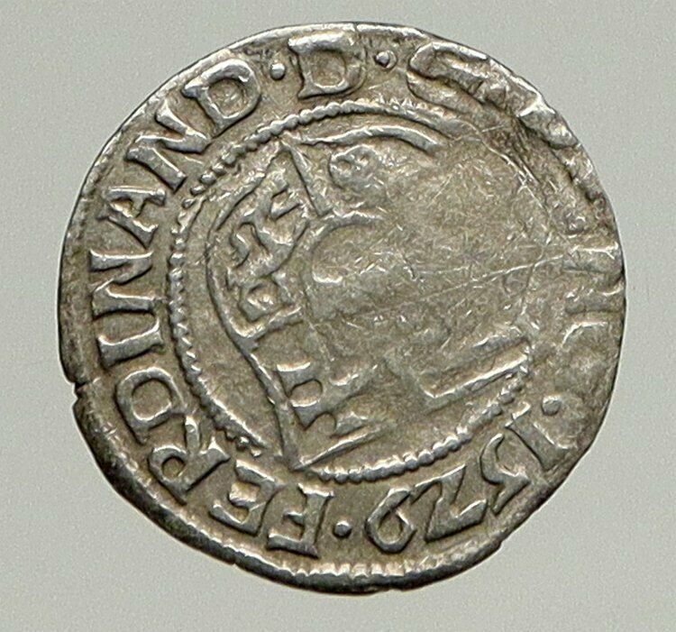 1529 HUNGARY King Ferdinand MADONNA & CHILD ANTIQUE Old Silver Denar Coin i94353