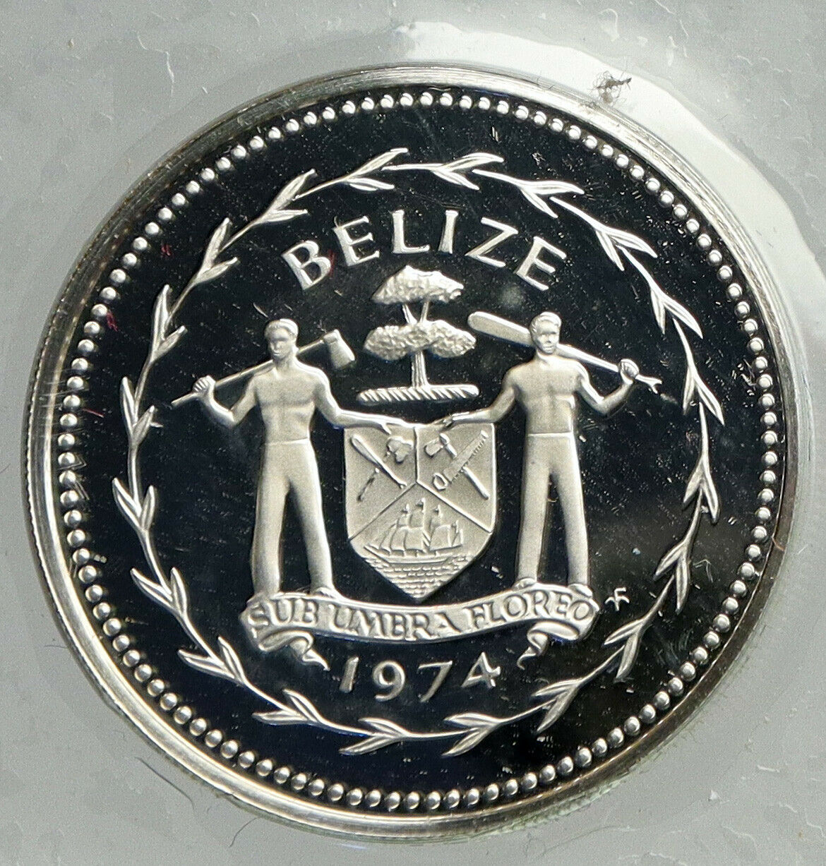 1974 BELIZE Avifauna FRIGATE BIRDS Old VINTAGE Proof Silver 50 Cents Coin i93956