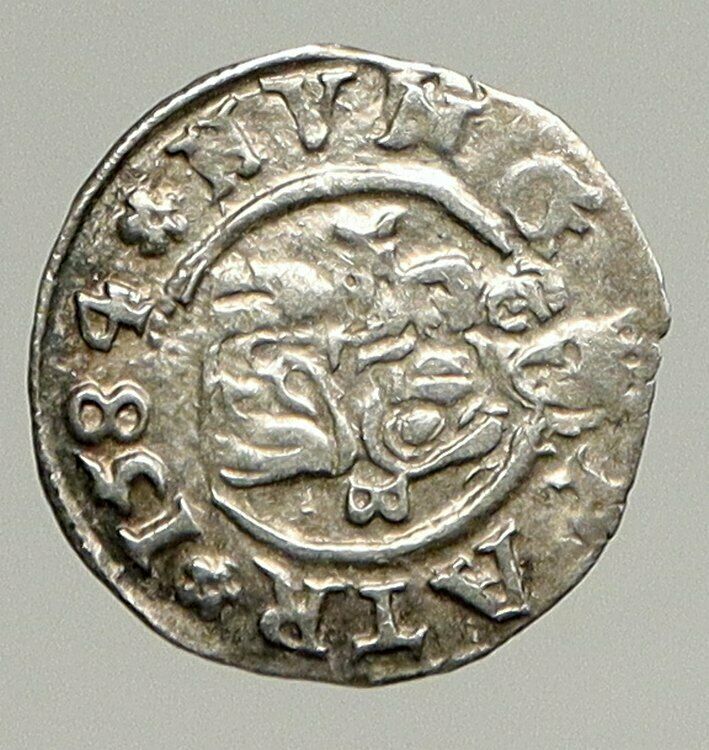 1584 HUNGARY King RUDOLF II Madonna & Child Antique OLD Silver Denar Coin i94352