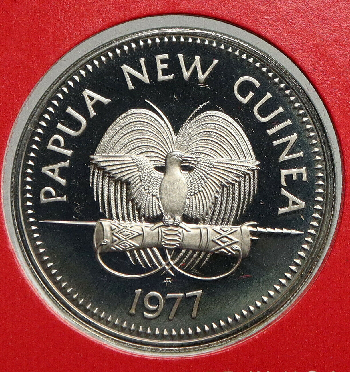 1977 PAPUA NEW GUINEA Bennetts Cassowary BIRD Old Bank Proof 20 Toea Coin i93958