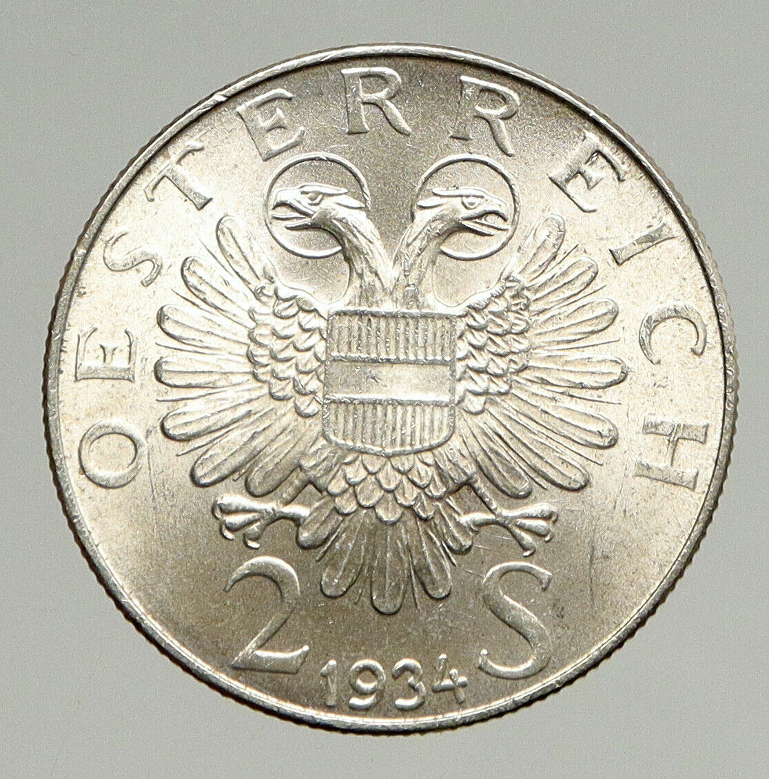 1934 AUSTRIA Hero Engelbert Dollfuss Eagle VINTAGE Silver 2 Shilling Coin i94364