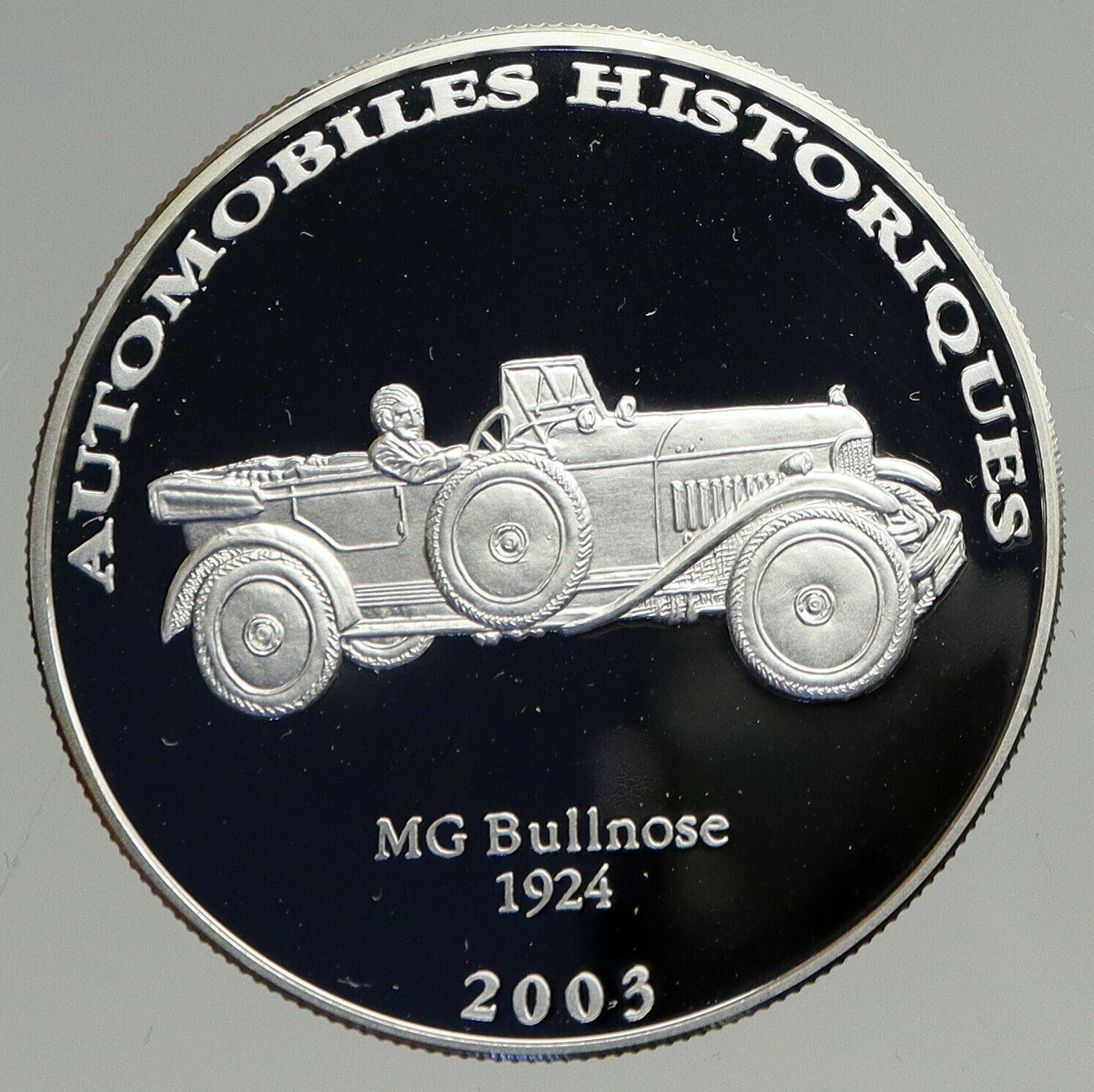 2003 CONGO MG Bullnose 1924 AUTOMOBILE Old Proof Silver 10 Francs Coin i94573
