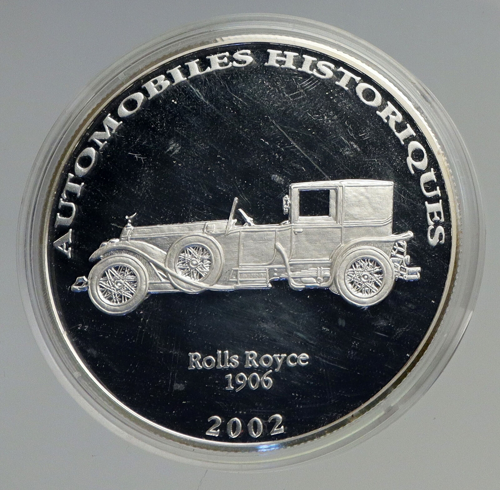 2002 CONGO Rolls Royce AUTOMOBILE HISTORY Old Proof Silver 10 Francs Coin i94568