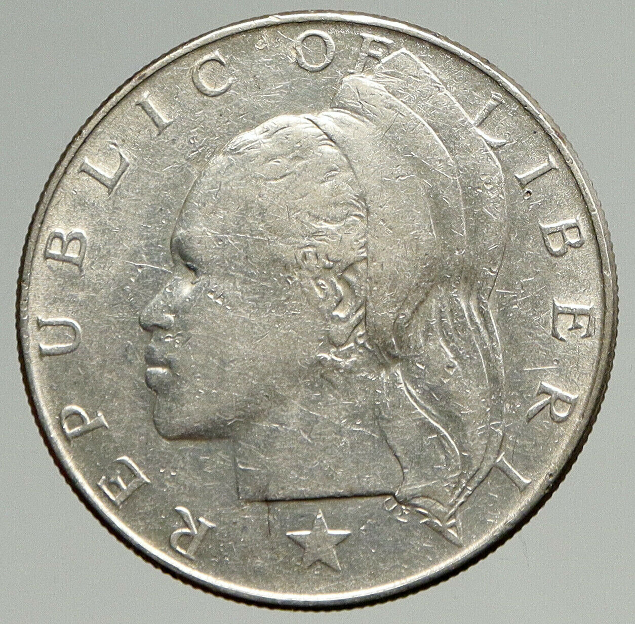 1962 LIBERIAN SILVER LIBERIA African Woman Genuine Vintage Silver $ Coin i94578