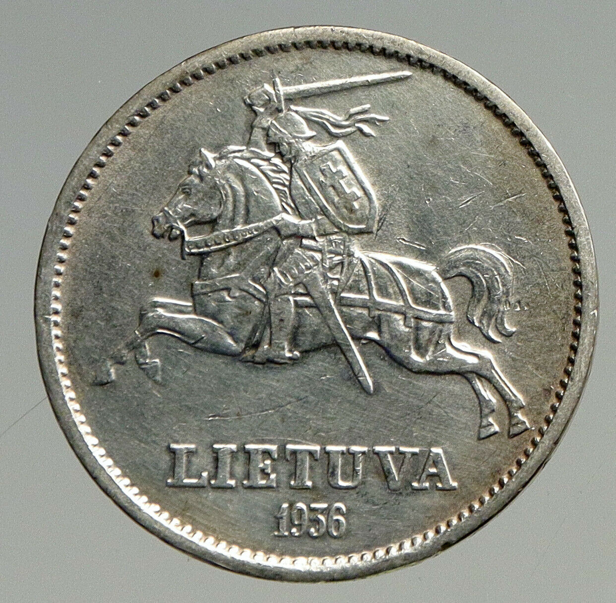 1936 LITHUANIA VYTAUTAS the GREAT Vintage Silver 10 Litai Lithuanian Coin i94582