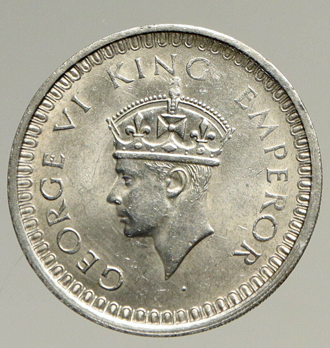 1942 B United Kingdom KING GEORGE VI British INDIA Old Silver Rupee Coin i94586