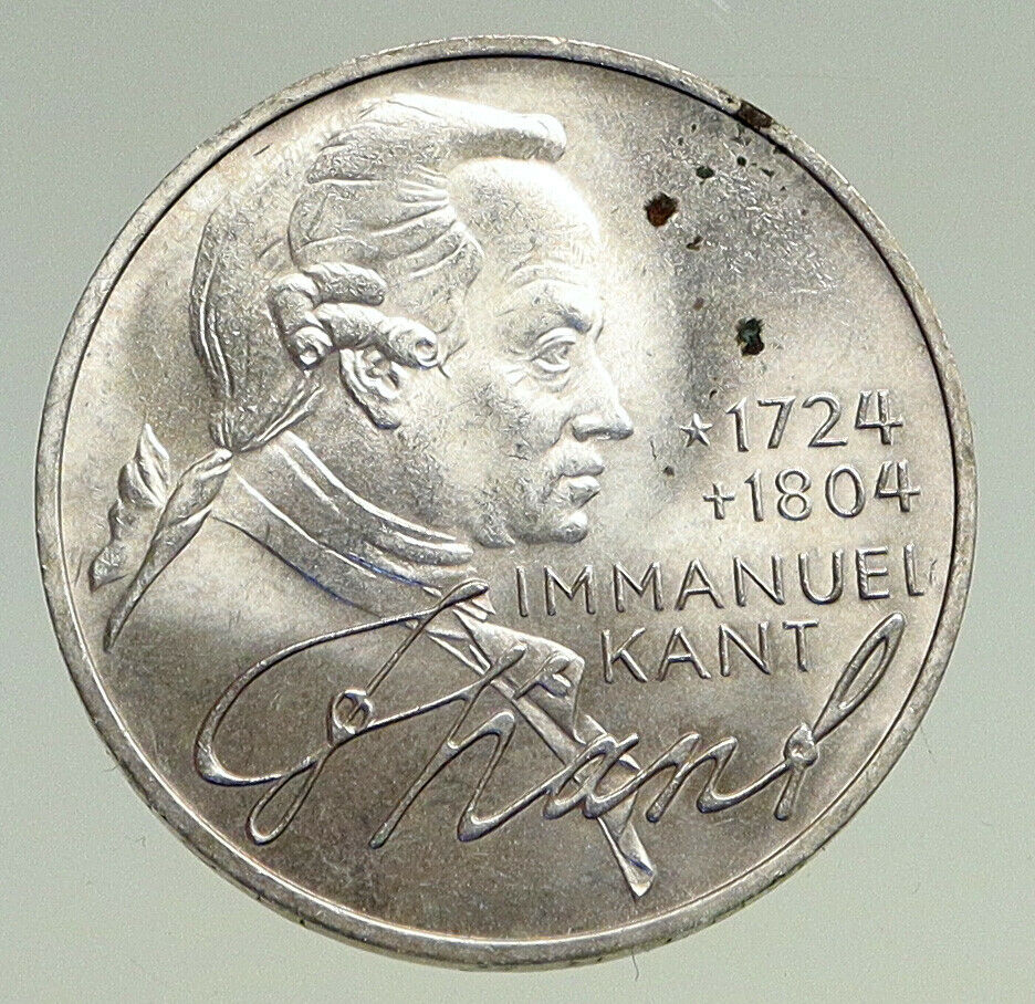 1974 GERMANY Immanuel Kant Philosopher VINTAGE Silver German 5 Mark Coin i94488