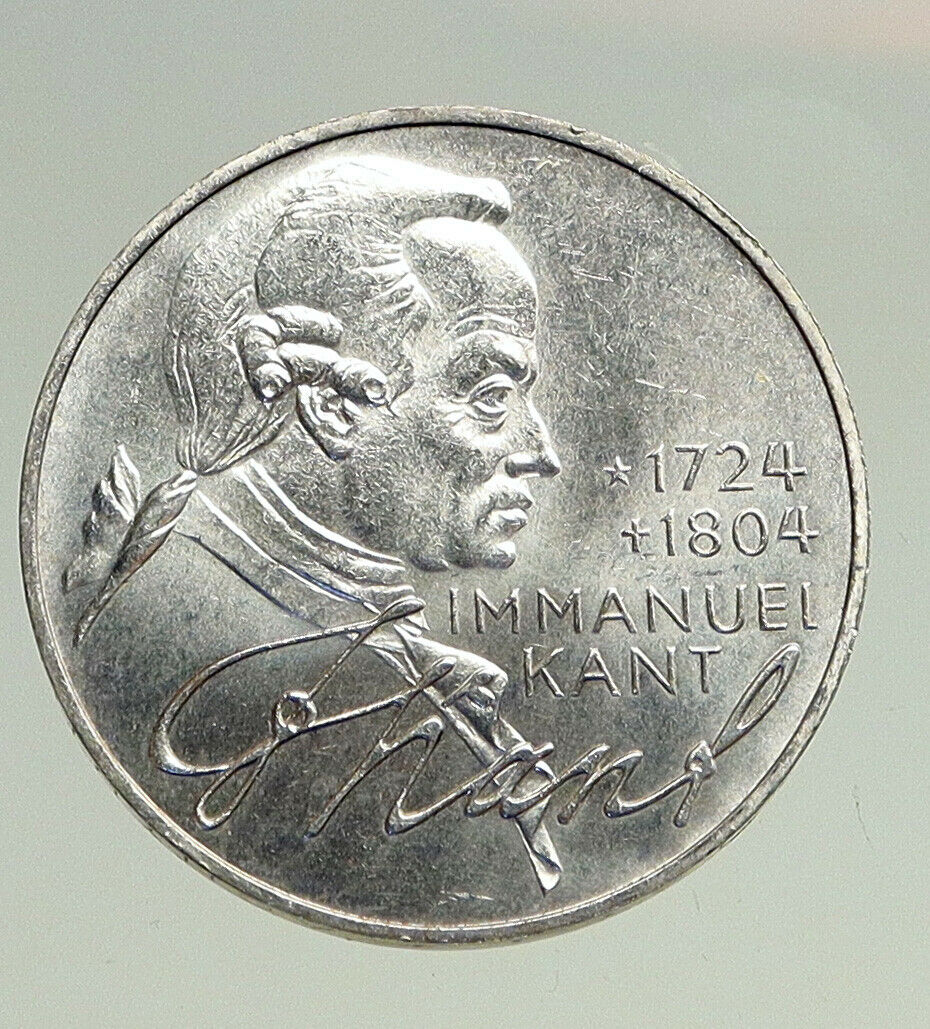 1974 GERMANY Immanuel Kant Philosopher VINTAGE Silver German 5 Mark Coin i94516