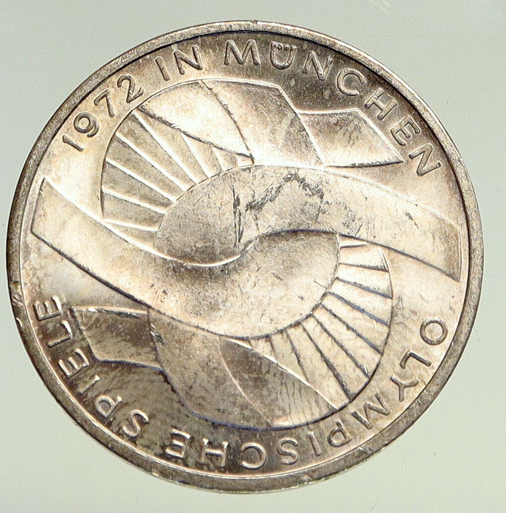 1972 F GERMANY Munich Summer Olympics Games Schleife PRF Silver 10 M Coin i94519