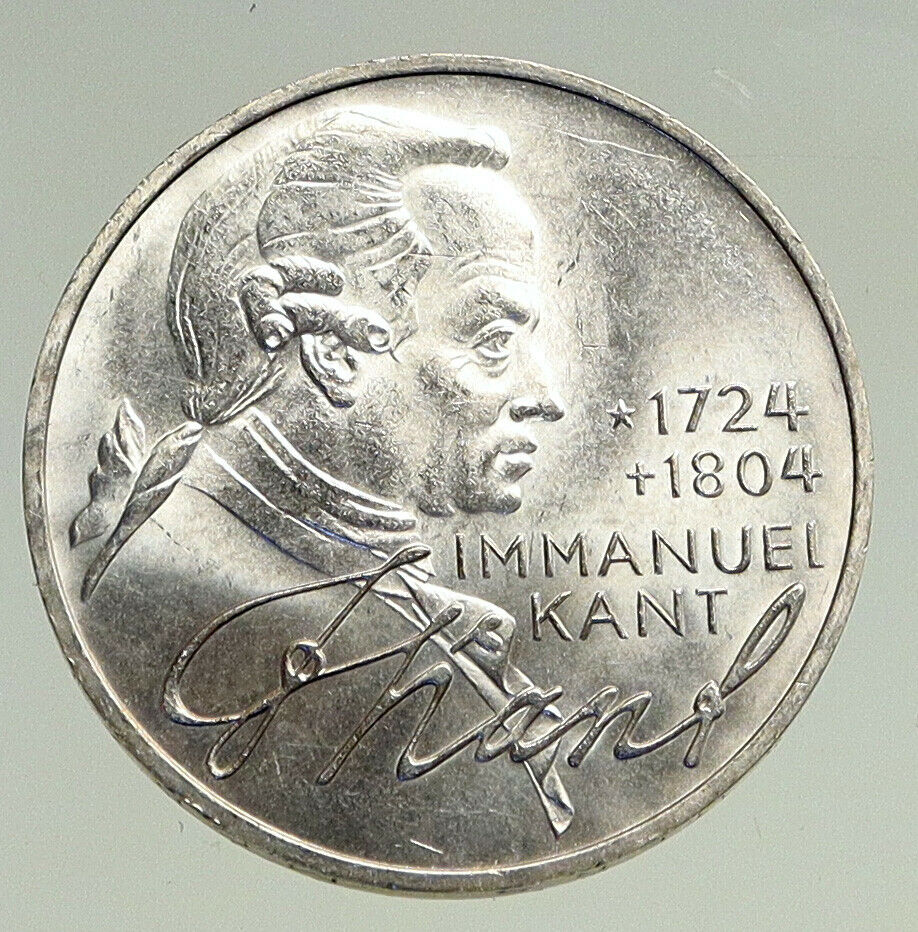 1974 GERMANY Immanuel Kant Philosopher VINTAGE Silver German 5 Mark Coin i94521