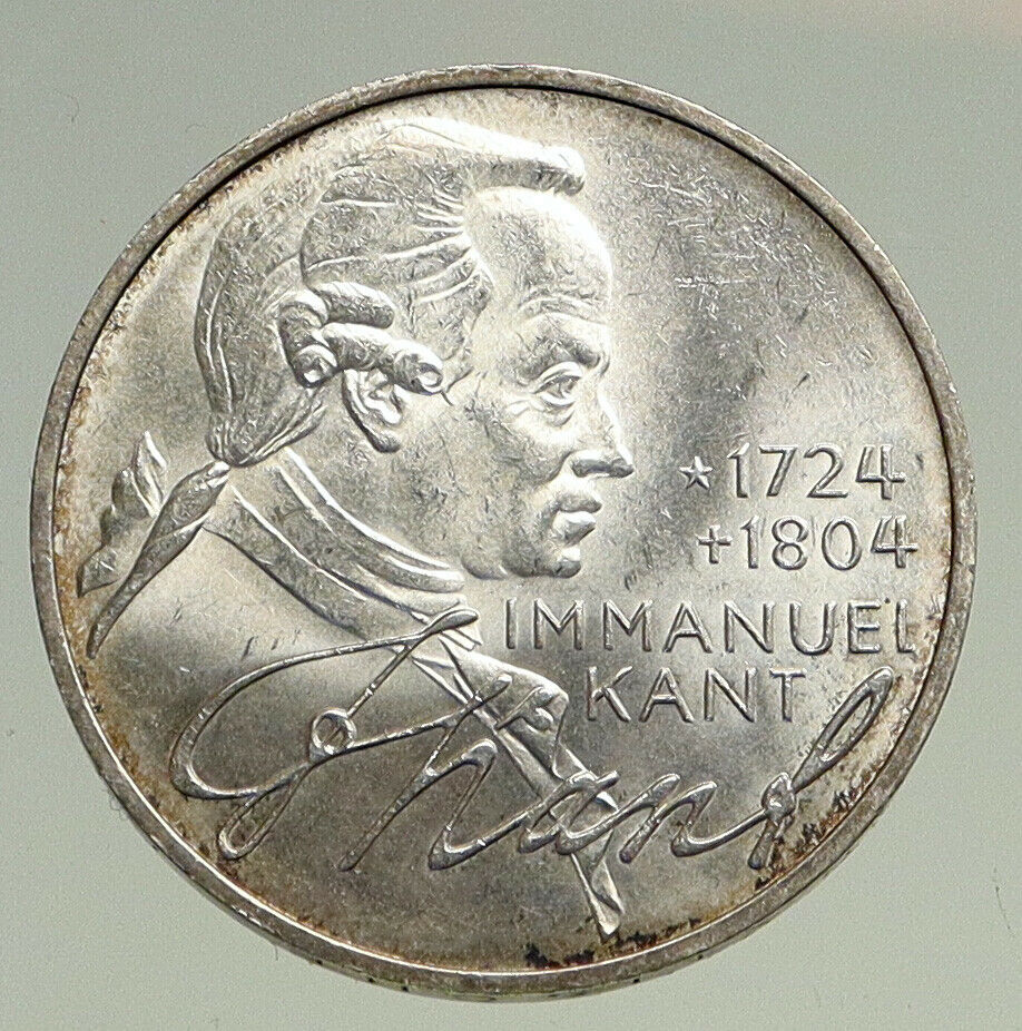 1974 GERMANY Immanuel Kant Philosopher VINTAGE Silver German 5 Mark Coin i94482