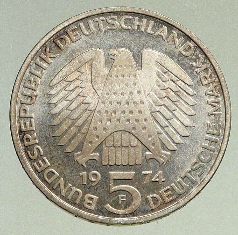 1974 F GERMANY 25 Years Federal Constitution Law OLD Proof Silver 5 Mark i94503