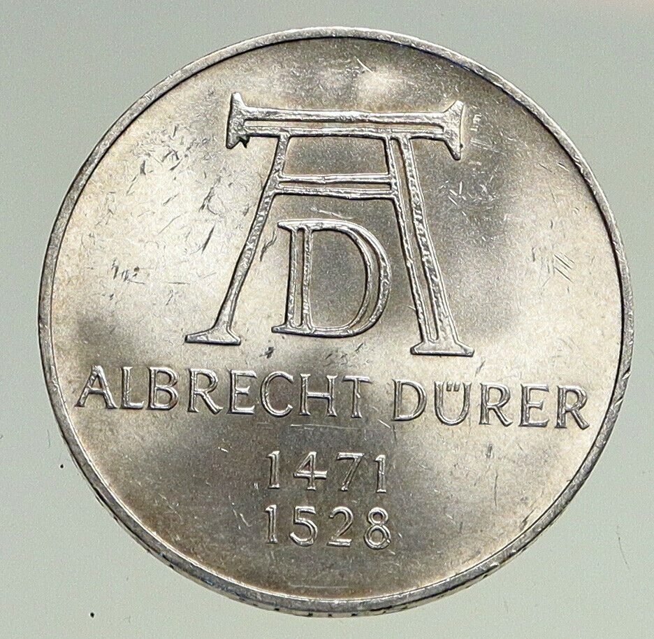 1971 D GERMANY Vintage ALBRECHT DURER Artist Silver German 5 Mark Coin i94489