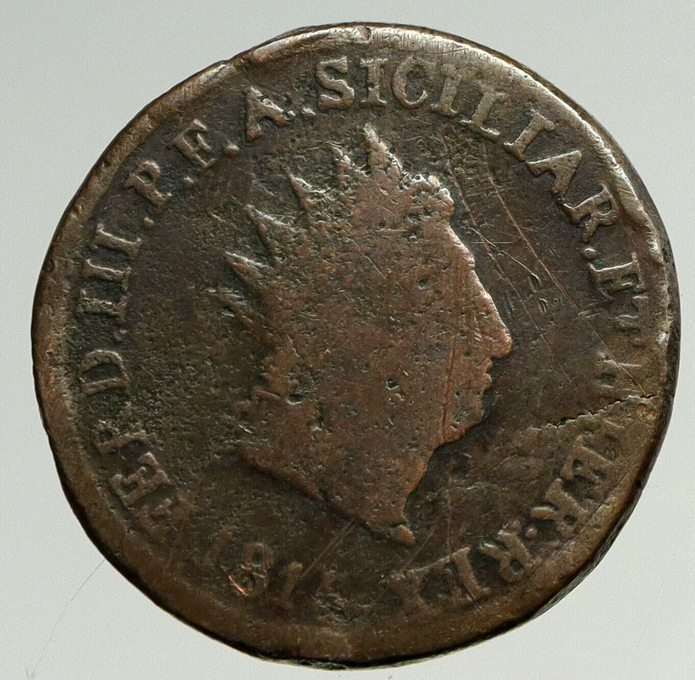 1815 ITALY Italian States SICILY King Ferdinad III ANTIQUE 10 Grani Coin i94596