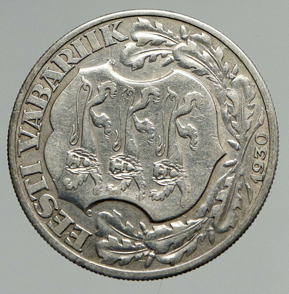 1930 ESTONIA Toompea Fortress at Tallinn VINTAGE OLD Silver 2 Krooni Coin i94621