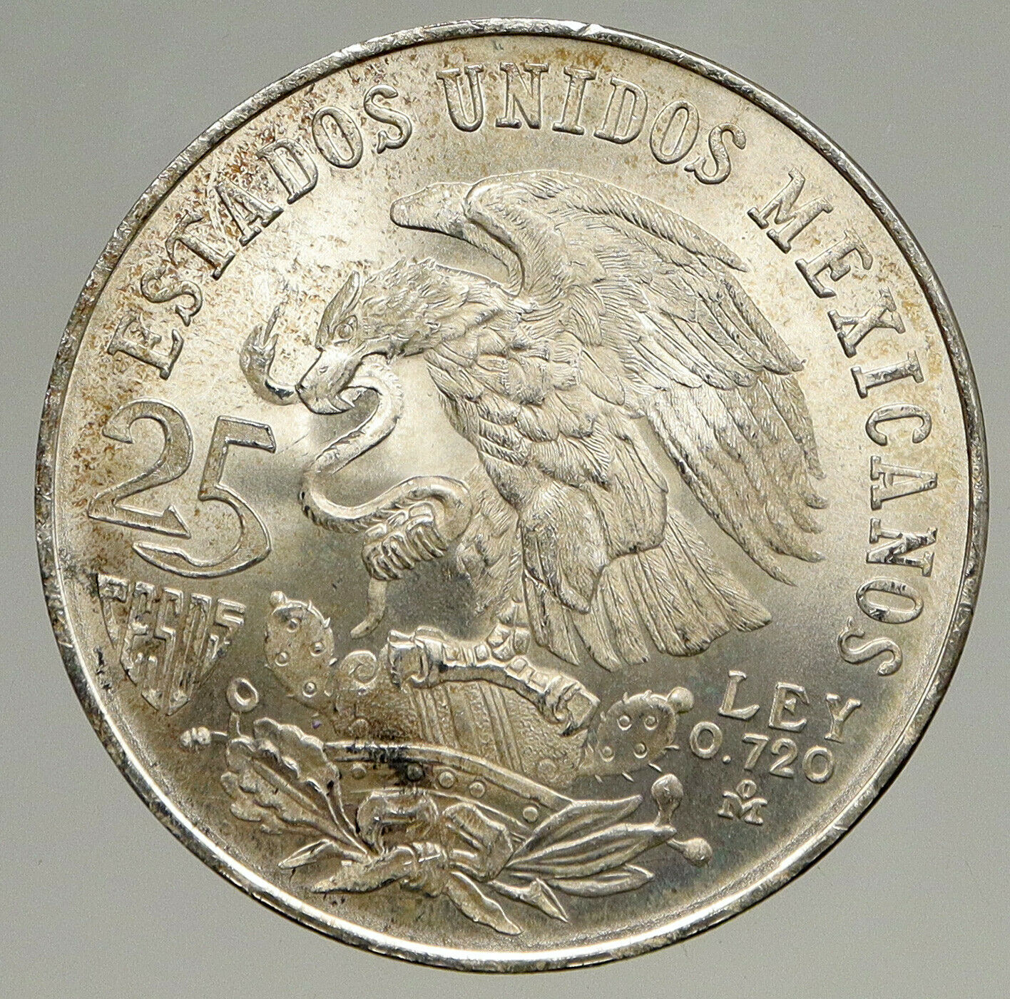 1968 Mexico XIX Olympic Games Aztec Ball Player BIG 25 Pesos Silver Coin i94090