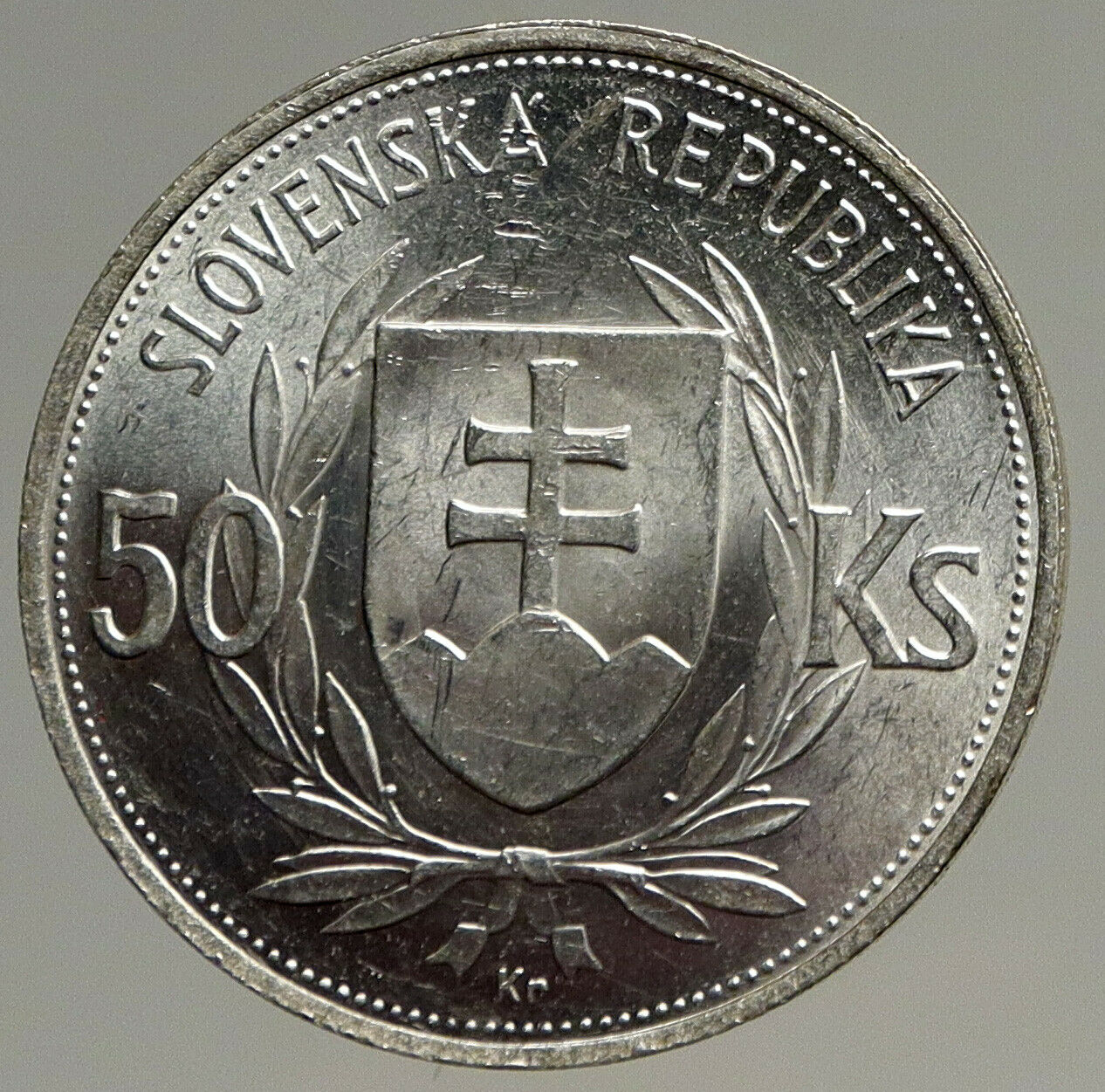 1944 SLOVAKIA REPUBLIC Jozef Tiso VINTAGE Silver 50 Korun Slovakian Coin i94087