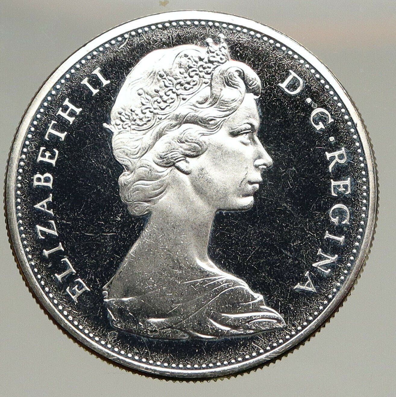 1965 CANADA UK Queen Elizabeth II Voyagers Proof-like Silver Dollar Coin i94094