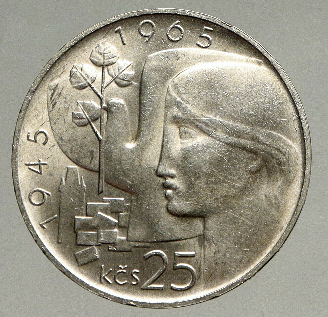 1965 CZECH REPUBLIC Czechoslovakia 25th LIBERATION Vintage 25 Korun Coin i94088