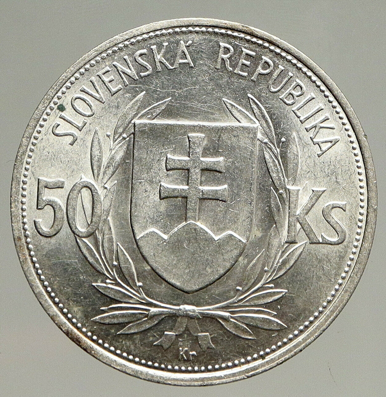 1944 SLOVAKIA REPUBLIC Jozef Tiso VINTAGE Silver 50 Korun Slovakian Coin i94089